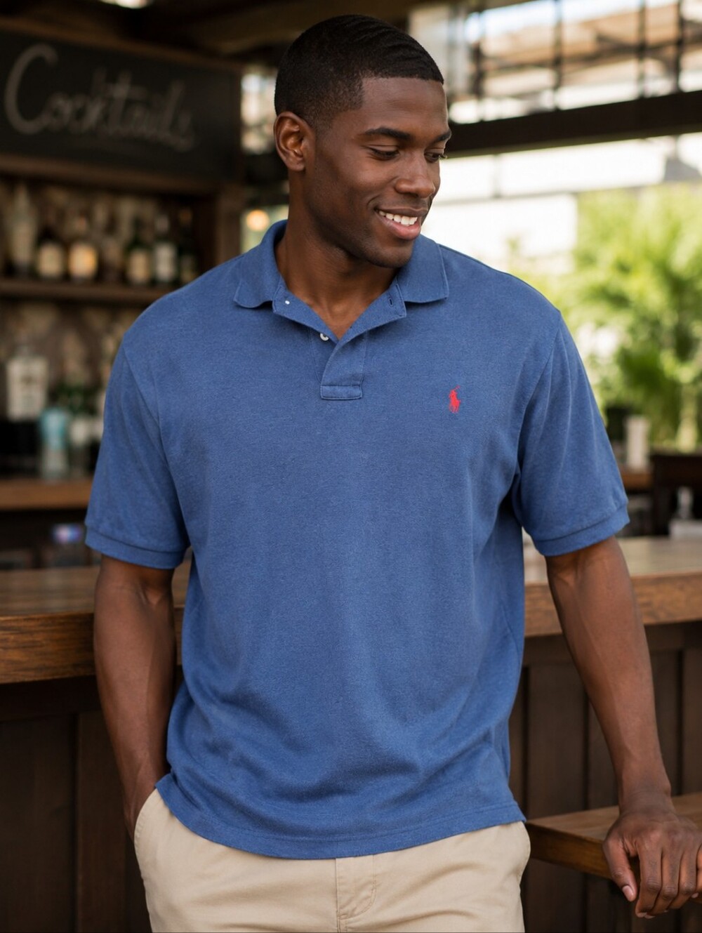 Polo Ralph Lauren Polo Shirt Mens L Heather Blue Pony Logo Classic Preppy Casual